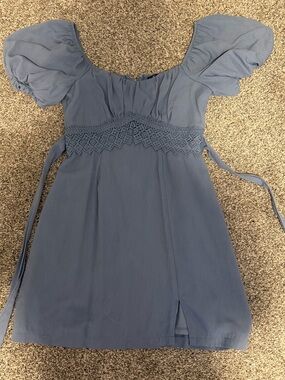 Grey blue baby doll dress
